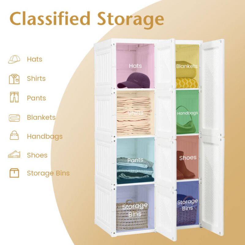 Hivvago Foldable Armoire Wardrobe Closet with 8/10/12 Cubes