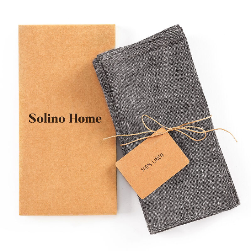 Solino Home 100% Pure Linen Cocktail Napkins Set of 12 | Athena