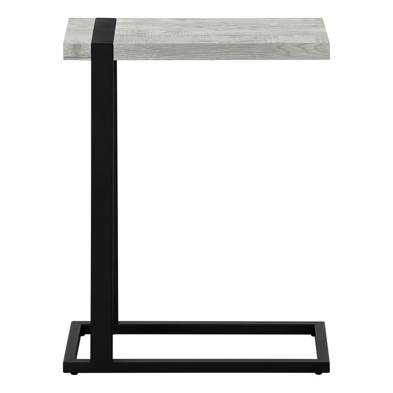 Monarch Specialties I 2858 Accent Table, C-shaped, End, Side, Snack, Living Room, Bedroom, Metal, Laminate, Grey, Black, Contemporary, Modern