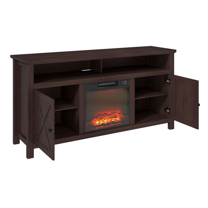 Brown TV Stand Fits TVs up to 75 in. with Electric Fireplace