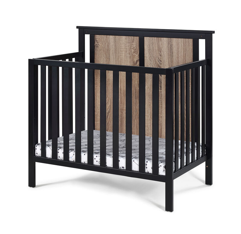 Suite Bebe Connelly Mini Crib Black/Vintage Walnut With Mattress Pad