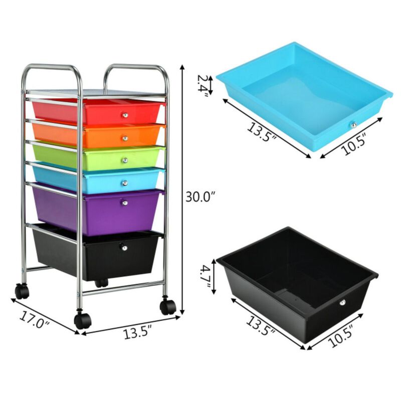 Hivvago 6 Drawers Rolling Storage Cart Organizer