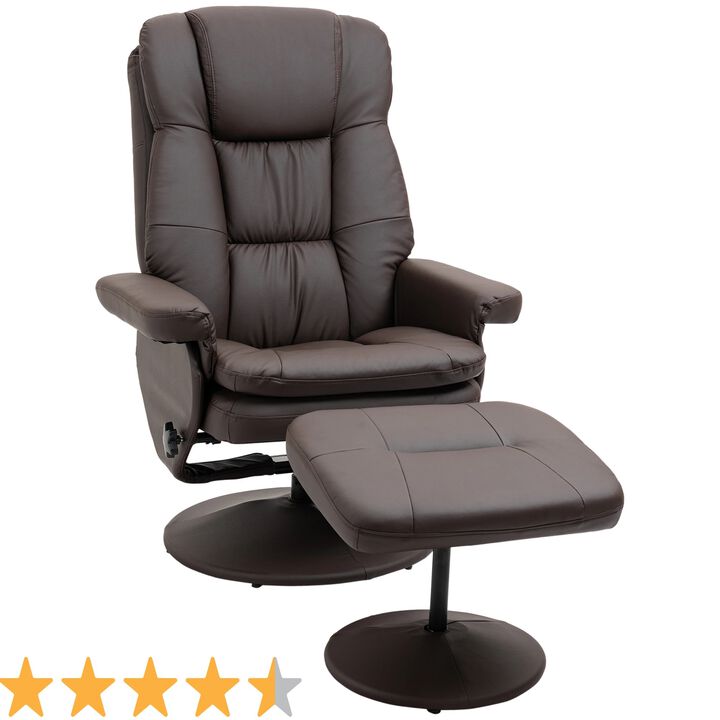 Brown Living Room Set: Swivel Recliner Chair with Ottoman