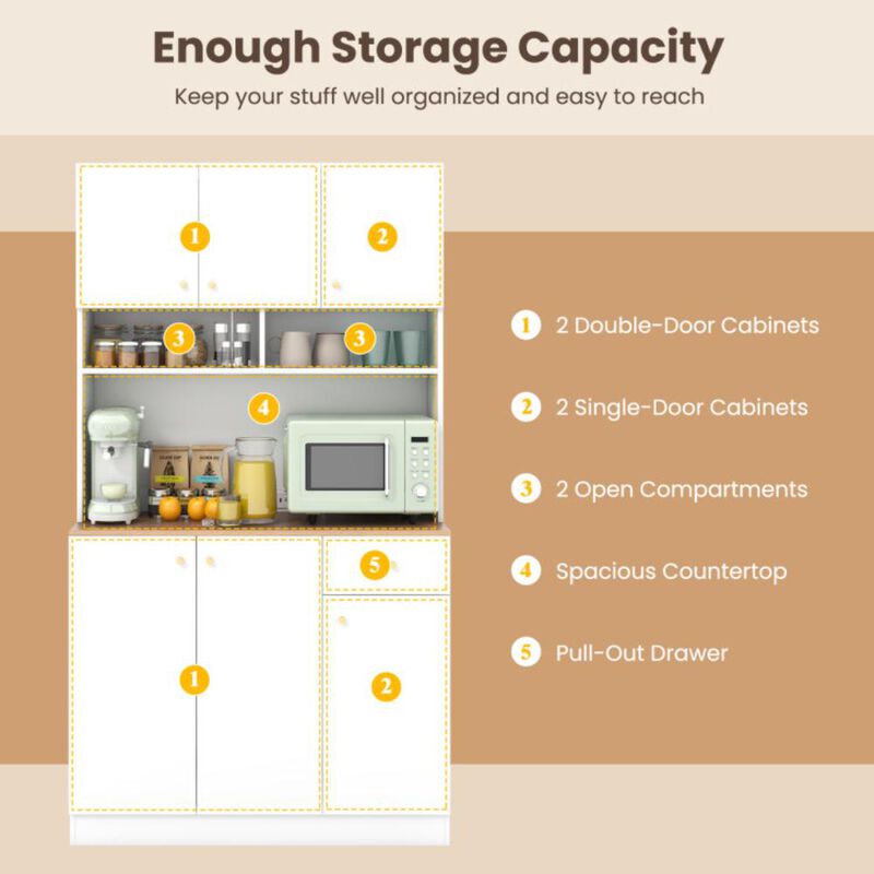 Hivvago 71 Inch Tall Pantry Cabinet with Outlets for Dining Room
