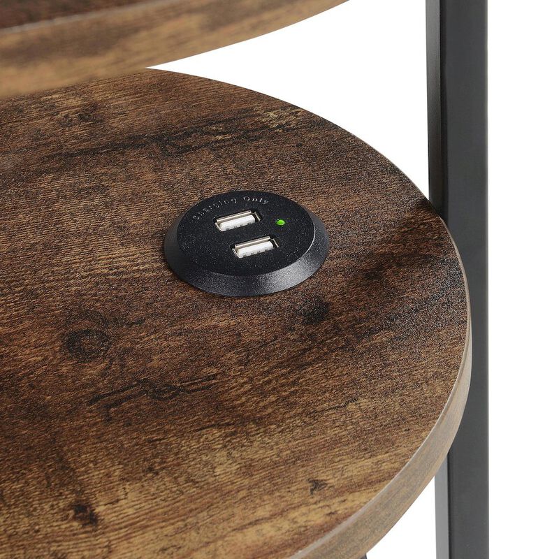 Convenience Concepts Designs2Go Simon 3 Tier Oval Chairside End Table with USB Ports