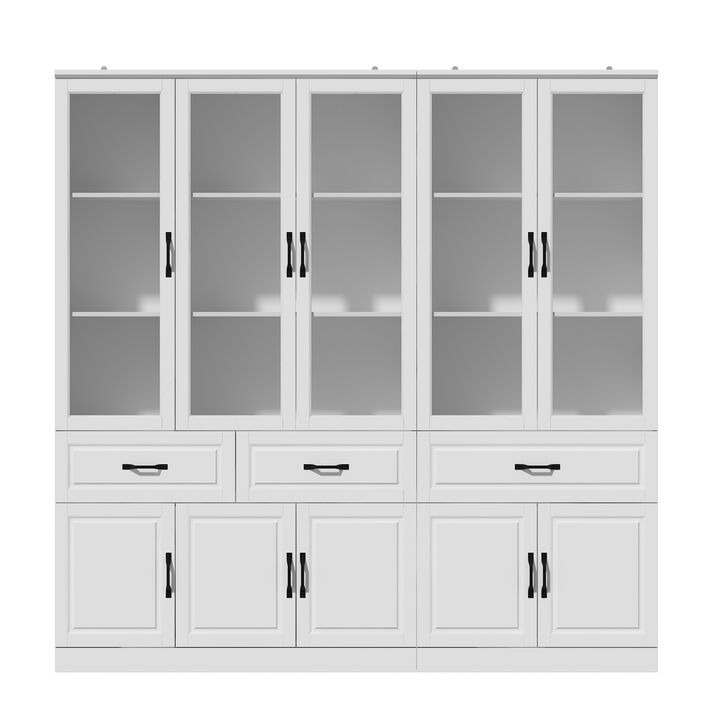 FUFU&GAGA Contemporary/Modern White Pantry with Wine Storage, (78.7" L x 15.7" W x 78.7" H),White