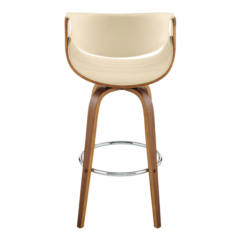Arya Swivel Counter Stool in Faux Leather and Wood