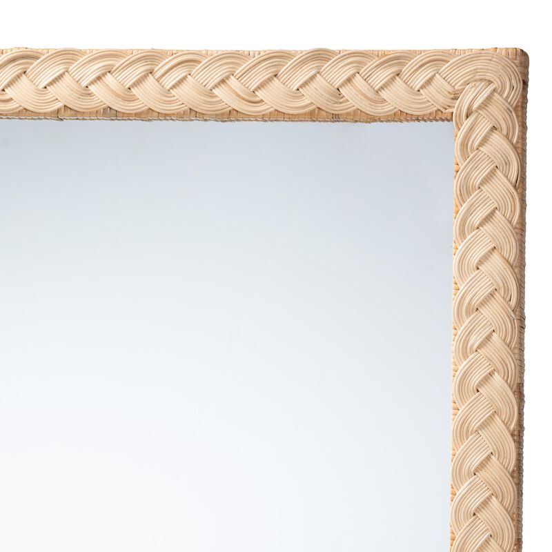 bali & pari Lanica Japandi Sun Bleached Rattan Wall Mirror