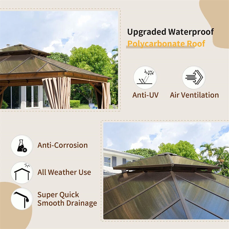 12'X12' Hardtop Gazebo with Curtains and Net