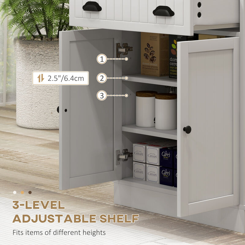 HOMCOM Microwave Cabinet with Drawer Cabinet and Adjustable Shelf White