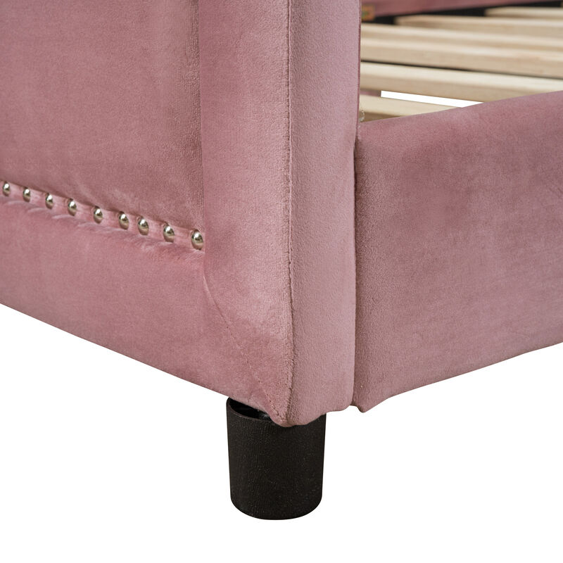 Merax Velvet Upholstered Daybed with Headboard