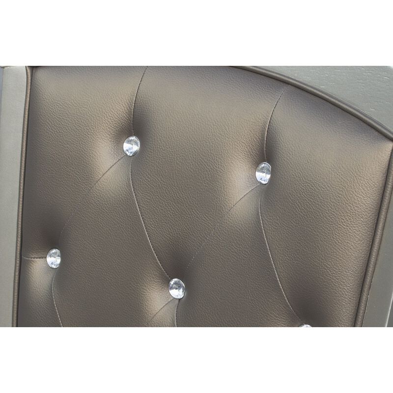 Silver Finish Crystal Tufted Upholstered Dining Chairs