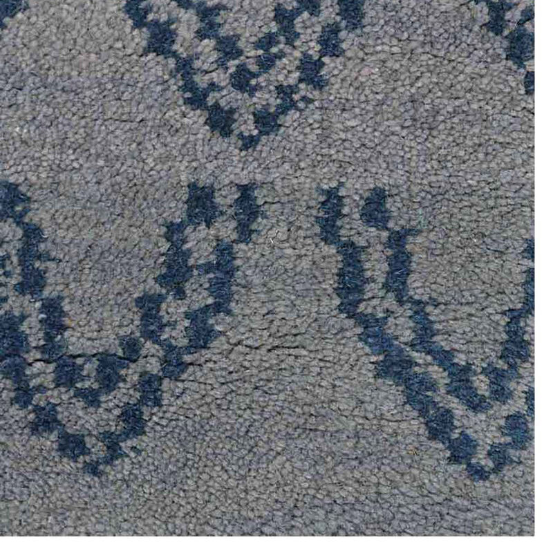 HAND KNOTTED WOOL Geometric AREA RUGS  - 2'6''x10', Runner Shape, Light Blue Blue Color, Geometric Modern, Medium Pile Handmade Area Rugs for Living Room, Bed Room (N01117)