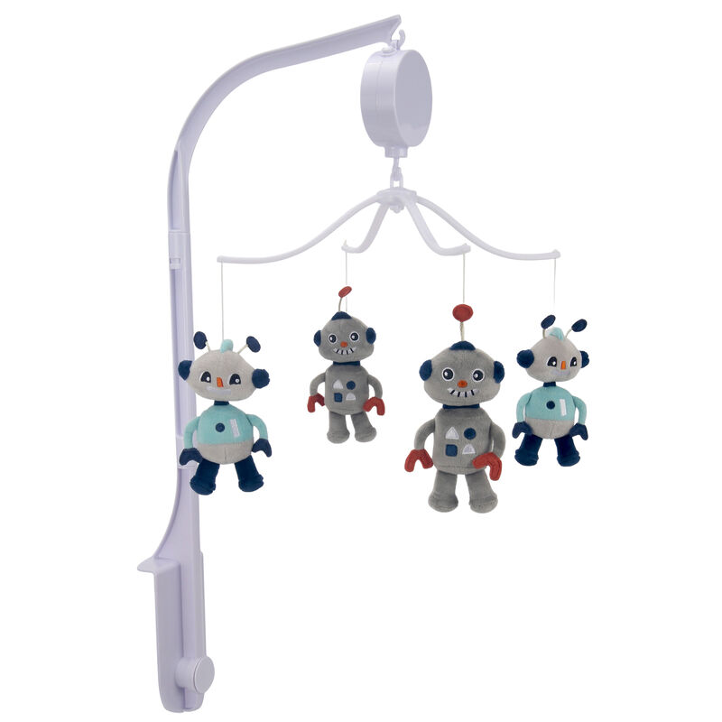 Bedtime Originals Robbie Robot Musical Baby Crib Mobile Soother Toy - Gray