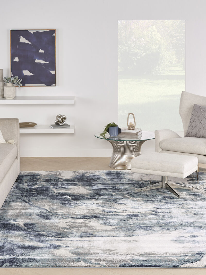 American Manor AMR03 Blue/Ivory 7'10" x 9'10" Rug