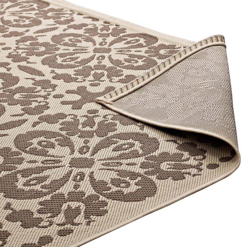 Ariana Vintage Floral Trellis 5x8 Indoor and Outdoor Area Rug - Light and Dark Beige