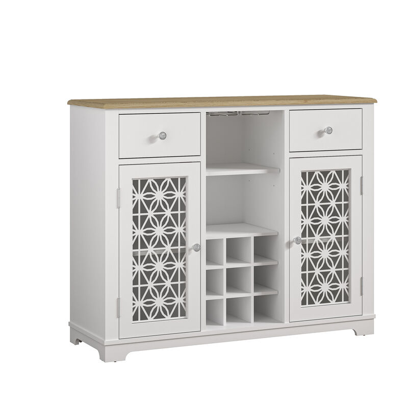 FESTIVO 47" Stylish Wine Cabinet with Metal Wine Glass Rack