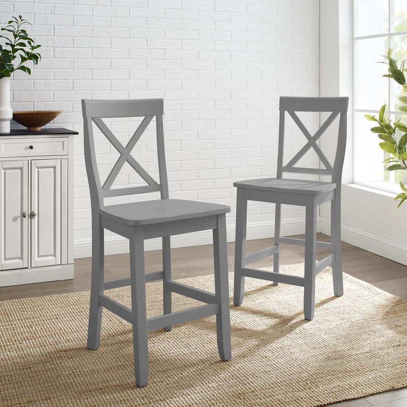 X-Back 2Pc Counter Stool Set Gray - 2 Stools