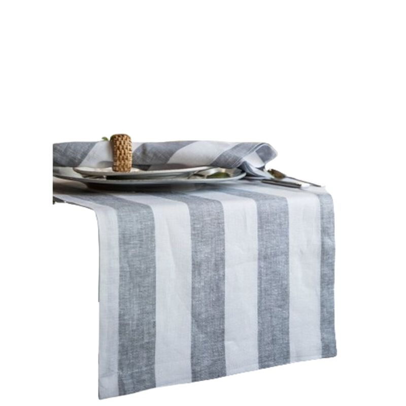 Solino Home 100% Pure Linen Table Runner | Cabana Stripe for Spring & Easter