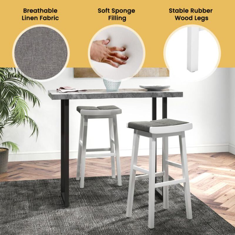 Hivvago 2 Pieces 26/31.5 Inch Upholstered Saddle Barstools with Padded Cushions