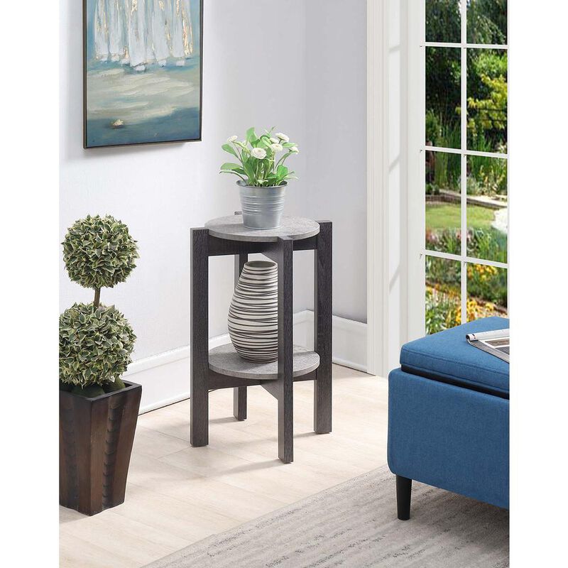 Convenience Concepts Newport Medium 2 Tier Plant Stand Faux Cement/Weathered Gray