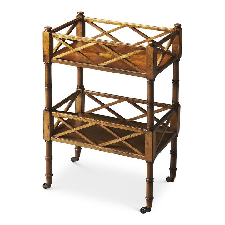 Butler Specialty Foster 2 Tier Bar Cart, Medium Brown