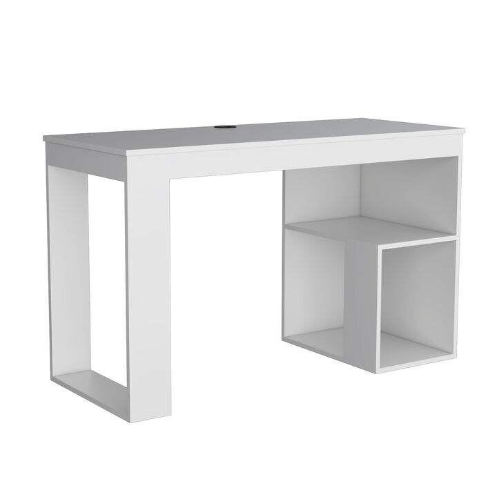 Astana Writing Desk, Two Shelves -Light Gray