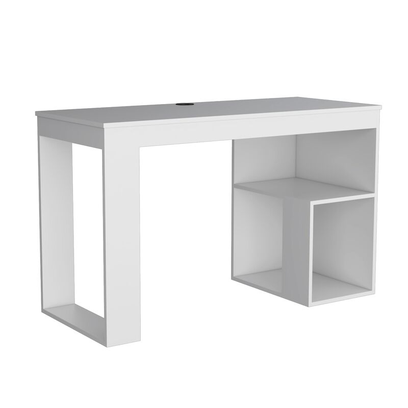 Astana Writing Desk, Two Shelves -Light Gray