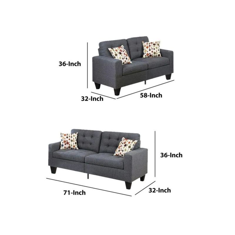 Living Room Furniture 2 Piece Sofa Set Polyfiber Tufted Sofa Loveseat With Pillows