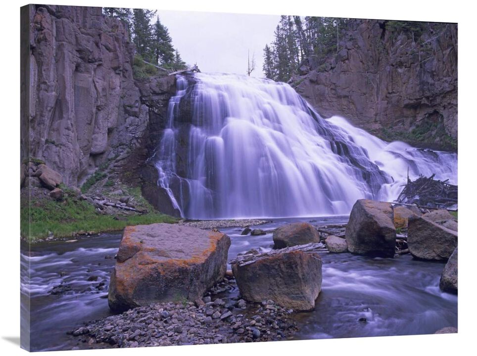 Gibbon Falls cascading into river, Yellowstone National Park, Wyoming-Canvas Art-40x30