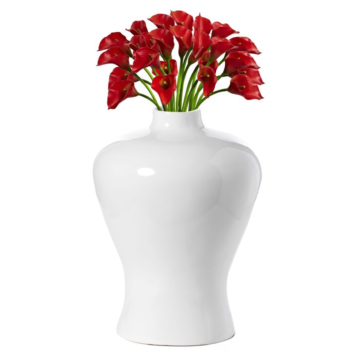 "Modern White Large Tabletop Centerpiece Flower Vase ,17.75"""
