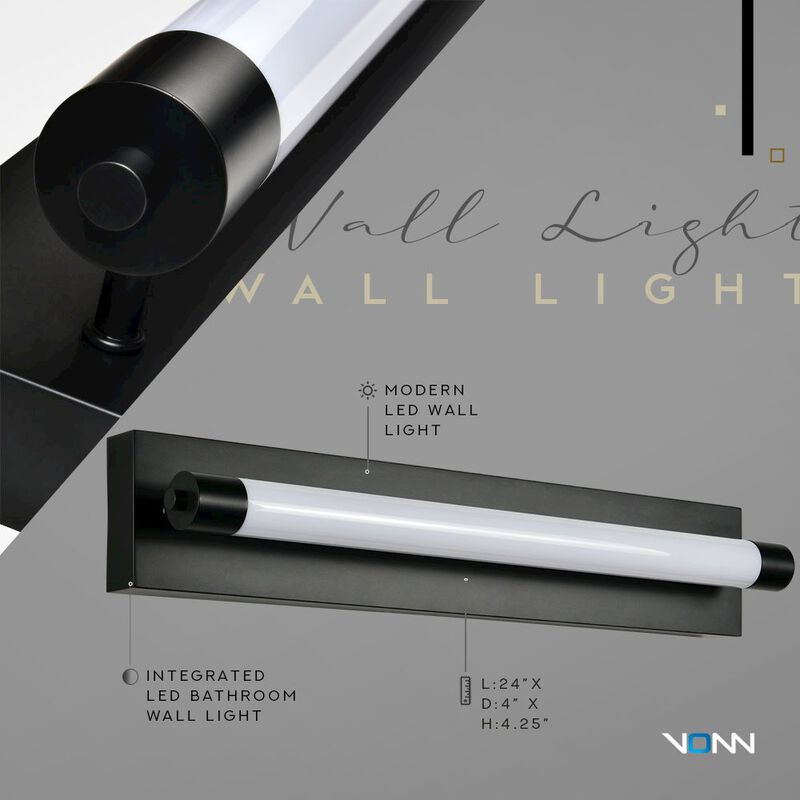 VONN Lighting Integrated LED ADA Compliant Bathroom Wall Lighting Fixture in Black