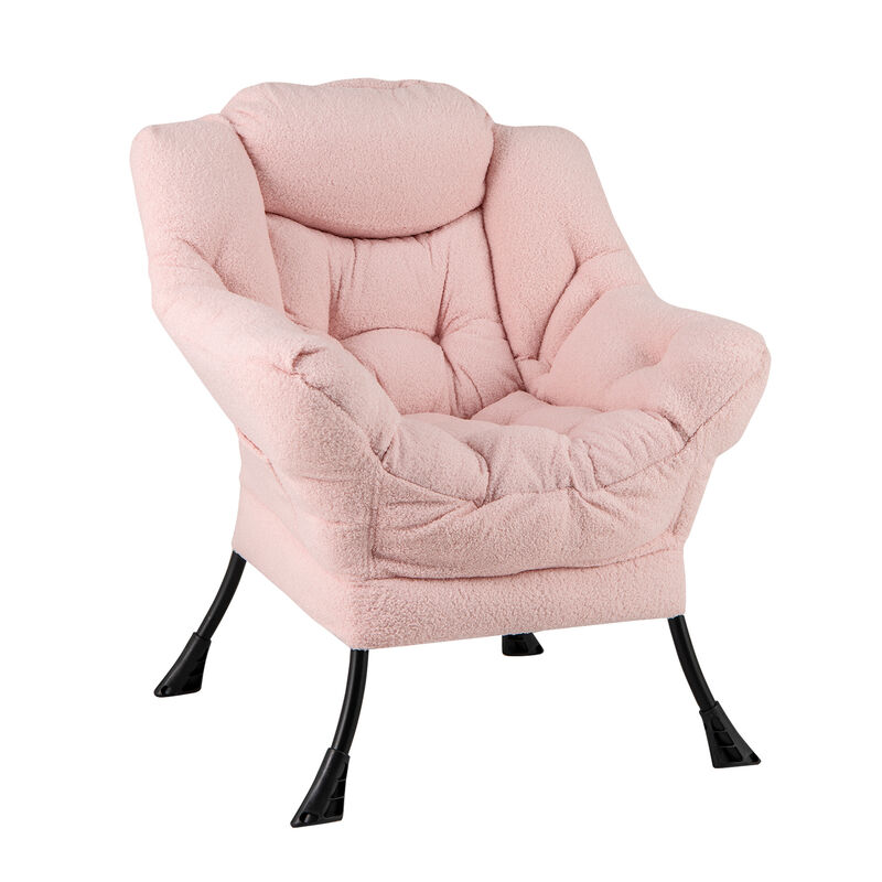 Cozy Sherpa Upholstered Accent Chair with Head Pillow for Stylish Comfort