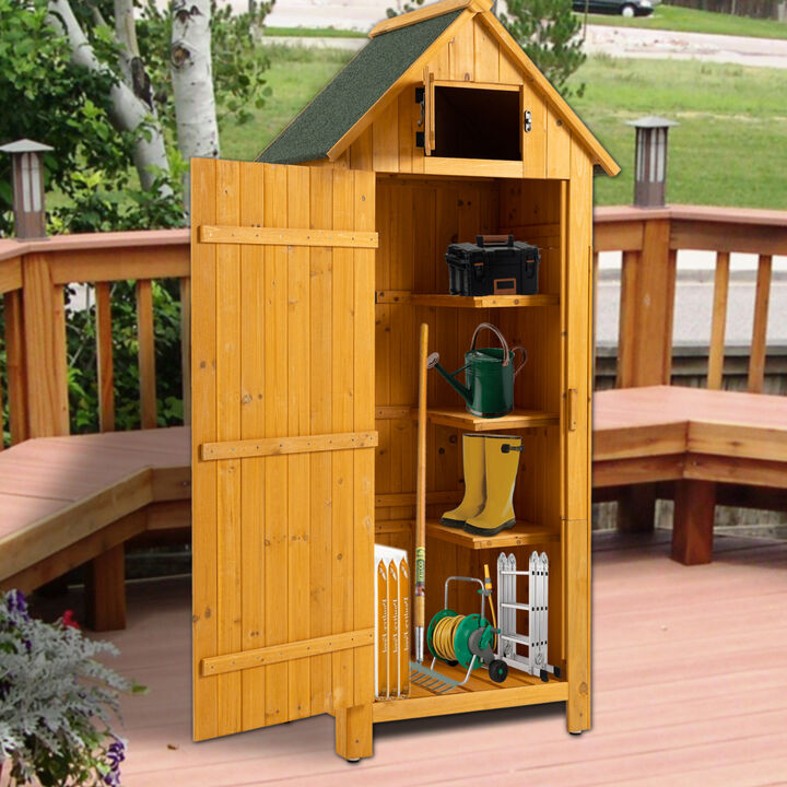 30.3 X 21.3 X 70.5 H Outdoor Storage Cabinet Tool Shed Wooden Garden Shed