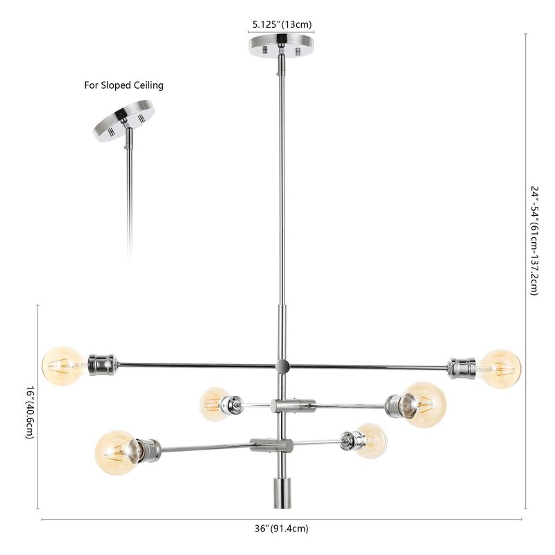 Atlas 6-Light Modern Vintage Iron Arm-Adjustable LED Chandelier