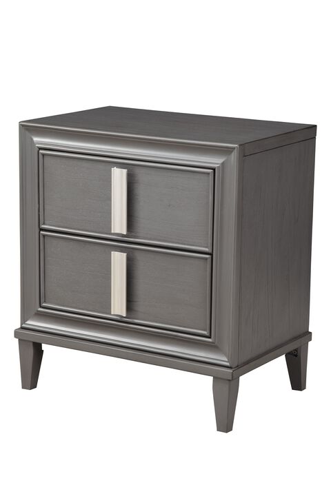 Hivvago Dark Grey Contemporary 2 Drawer Nightstand