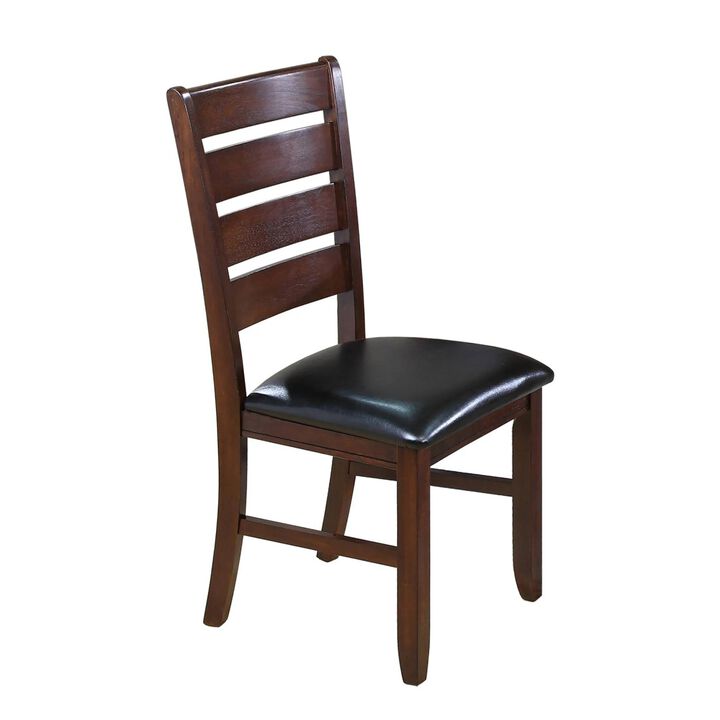 Contemporary Dining Chairs Set of 2  Solid Wood Faux Leather Cushion Side Chairs Kitchen Dining Room Furniture