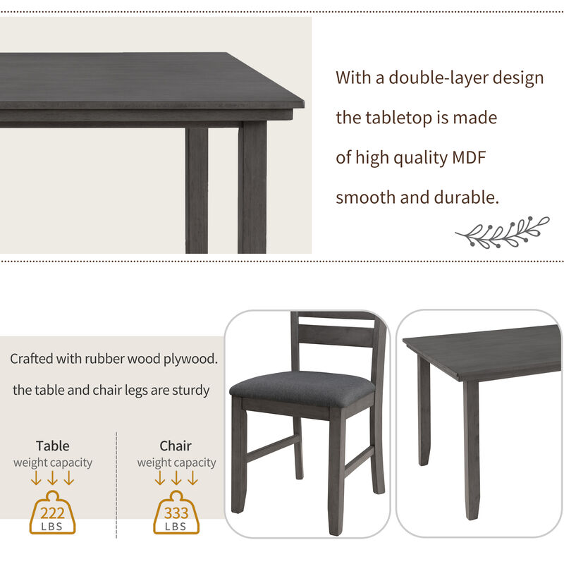 Merax Dining Room Table and Chairs with Bench, Set of 6