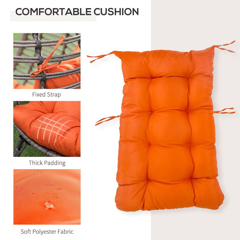 Orange Backyard Cocoon: Teardrop Wicker Lounge Chair with Cushion