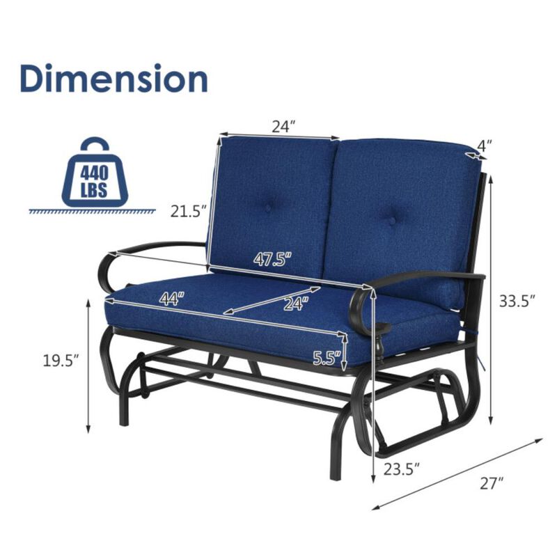 Hivvago 2 Seats Outdoor Swing Glider Chair with Comfortable Cushions