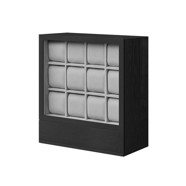12-Slot Wooden Watch Box Elegant Storage with Premium Craftsmanship and Protective Lining