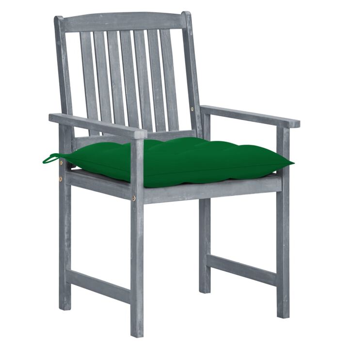 vidaXL Director's Chairs with Cushions 2 pcs Gray Solid Acacia Wood