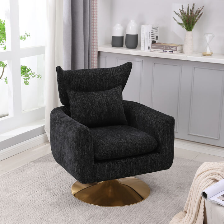 Classic Mid-Century 360-Degree Swivel Accent Chair, Linen