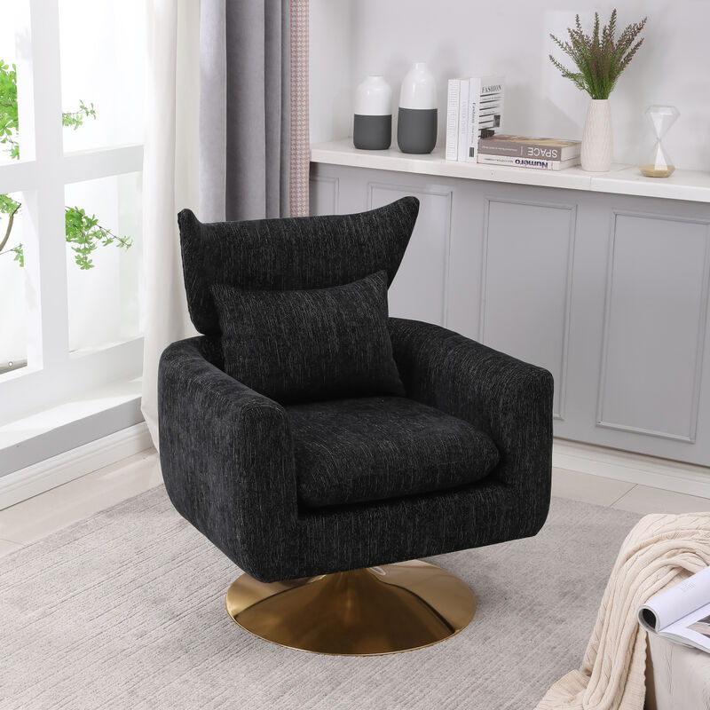 Classic Mid-Century 360-Degree Swivel Accent Chair, Linen