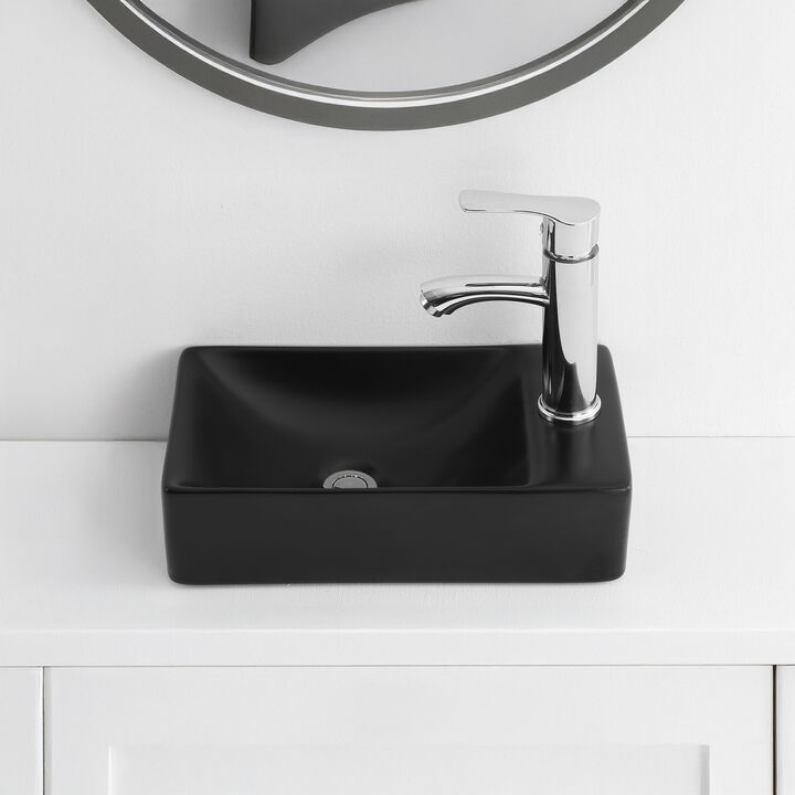 Felix 15 in. W x 8 in. D Modern Wall Mounted Rectangular Ceramic Mini Sink