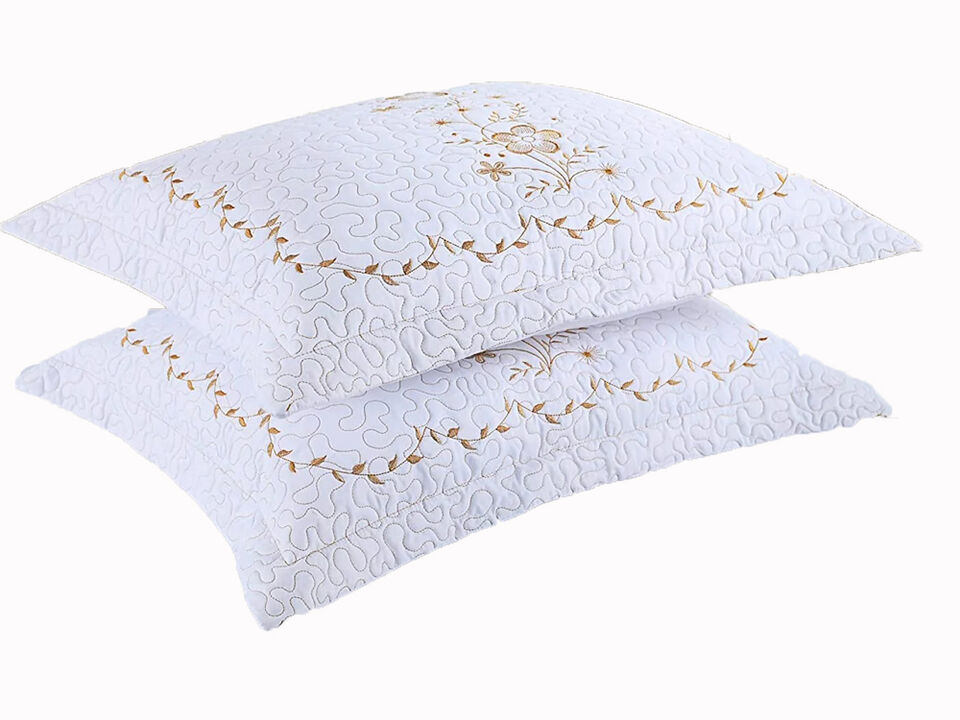 Marcielo 2 Pcs Embroidered Floral Pillow Shams
