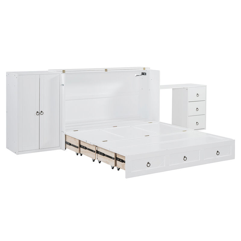 Murphy Bed Wall Bed with USB Port and Wardrobe