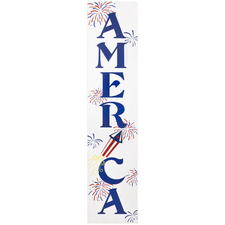 36" Patriotic "America" Fireworks Wooden Porch Board Sign Decoration