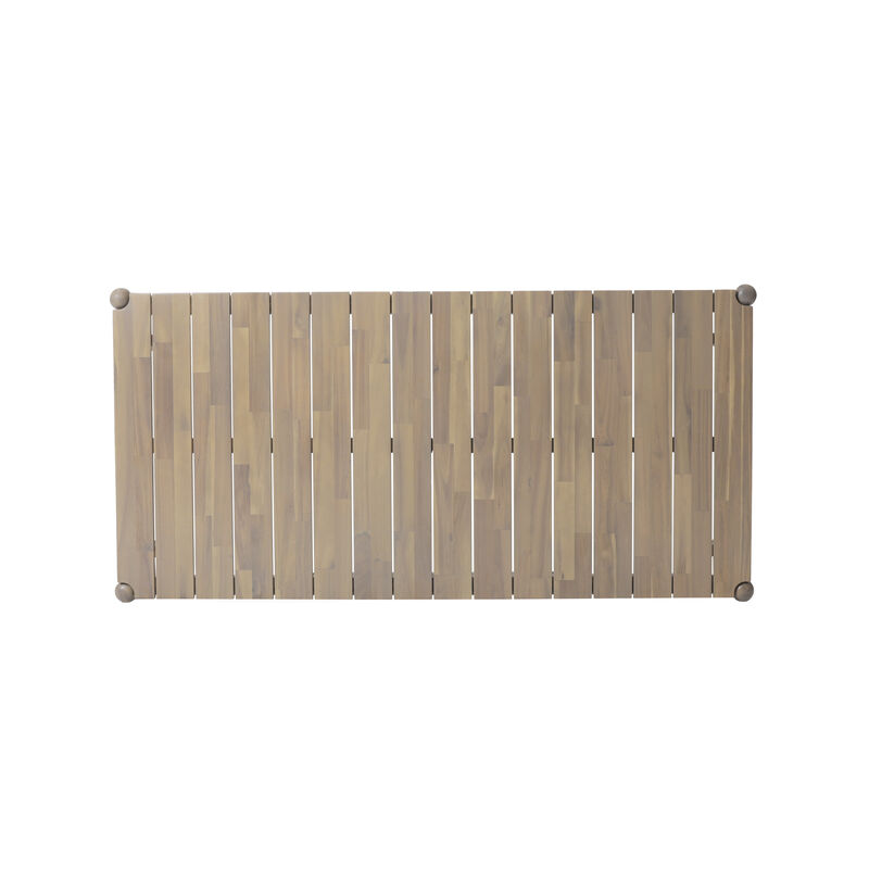 Siaz Dining Table, Rectangular 68 Inch, Slat Panel Design, Light Brown Wood - Benzara