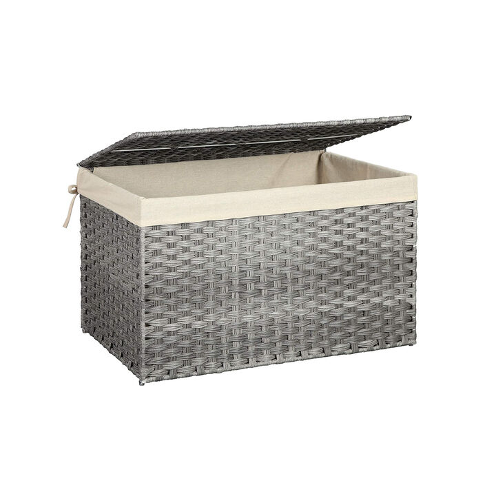 Storage Trunk with Cotton Liner and Metal Frame for Bedroom and Closet